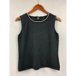 Nicole Studio Womens Silk Blend Sleeveless Top Size 8 Black & Cream